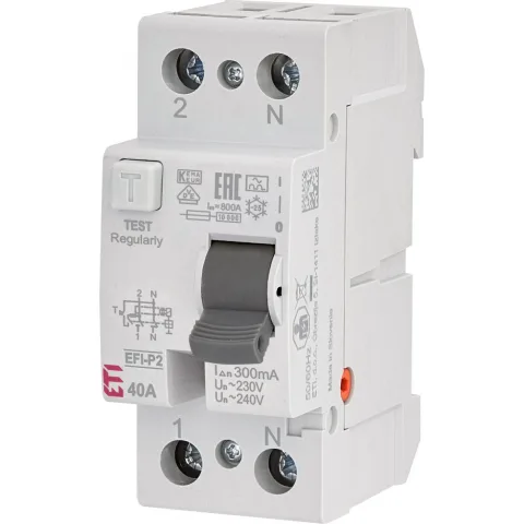 Intrerupator diferential RCCB 1P+N 40A/300mA tip A Eti 002061132