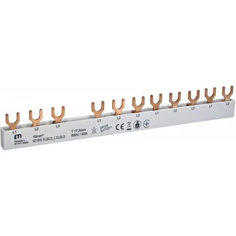 Busbar tripolar 12M 63A tip furca 10mmp IZ10/L1L2L3_L1L2L3 Eti 002921277