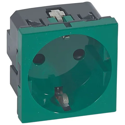 Priza Legrand Mosaic 077216, 2p+T, verde, circuite speciale