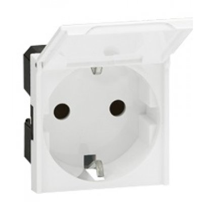Priza shuko 2 module cu capac Legrand Mosaic 077219, alb