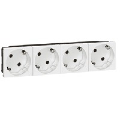 Priza shuko 4X2P+T cu orientare 45 grade Legrand Mosaic 077254,alb