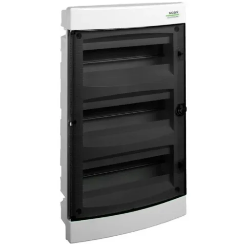 Cofret de distributie din plastic, Noark 106198 PNF 3x18T, montare incastrata, usa transparenta, IP40, 3 randuri,