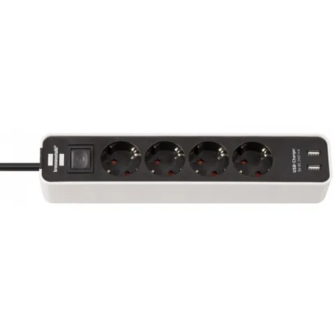 Prelungitor Brennenstuhl Ecolor 4 prize, 2xUSB, 1.5m negru/alb 1153240026