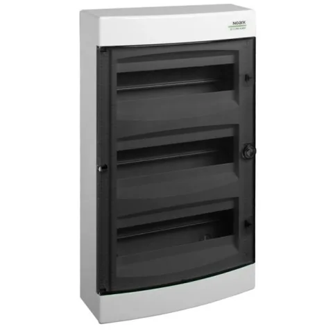 Cofret de distributie din plastic, Noark 110816 PNS 4x18T montare aparenta, usa tranparenta, IP40, 4 randuri, 4x18 module