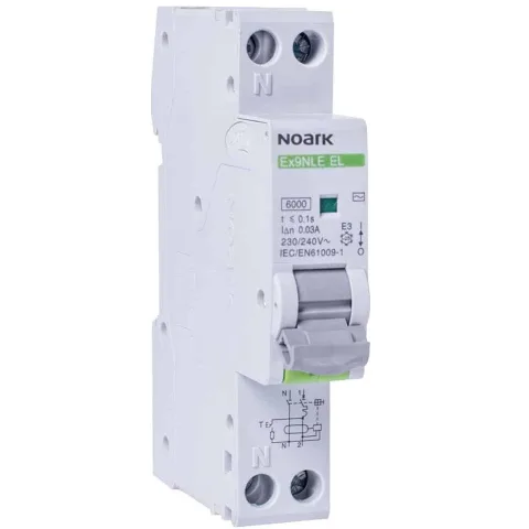 Disjunctor cu protectie diferentiala monofazica 1P+N 16A/30mA, curba B, RCBO, tip AC, 6kA Noark 111148