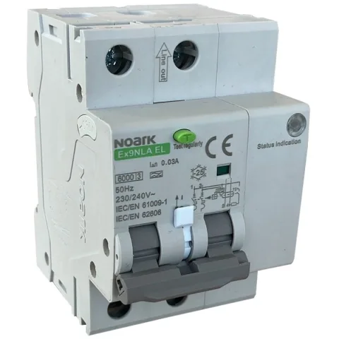 Dispozitiv de detectare a defectelor de arc electric AFDD+RCBO, 2P, 16A, 30mA, 6kA, curba B, tip A Noark 113632