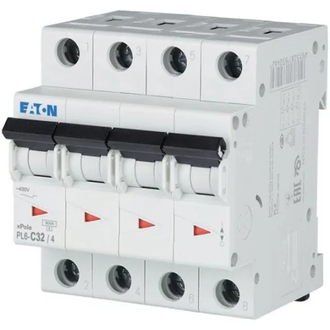 Siguranta automata 4P 32A 6kA curba C PL6-C32/4 Eaton 166526