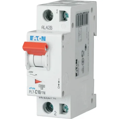 Siguranta automata 1P+N 10A PL7-C10/1N 10kA curba C Eaton 262747