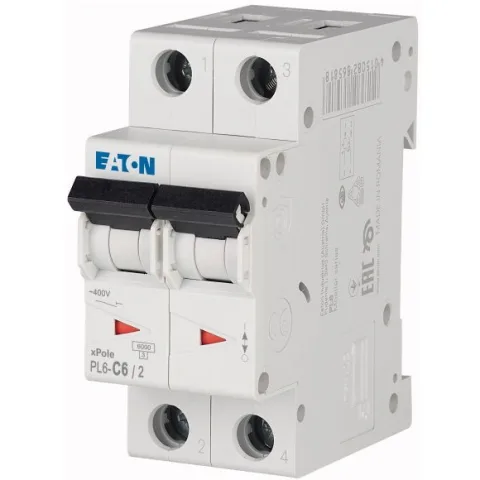 Siguranta automata 2P 6A, curba C, 6kA Eaton 286564
