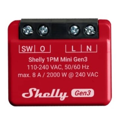 Releu inteligent Shelly Plus 1PM Mini GEN3, 1 canal, 8A 3800235261590