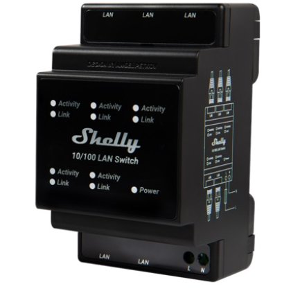 Shelly LAN Switch, cu 5 porturi, 10/100mbps, compatibil SINA DIN 3800235266830