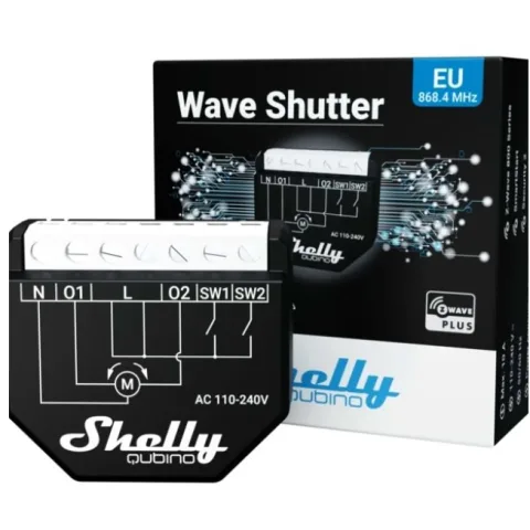 Shelly QUIBINO Wave Shutter - comutator pentru controlul jaluzelelor, obloanelor si a usilor automate, Z-Wave, 2 canale, 10A 3800235269008