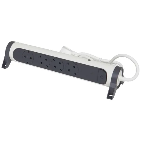 Prelungitor cu protectie rotativ 4 prize, 1.5 m, protectie copii, alb + negru Legrand 694525