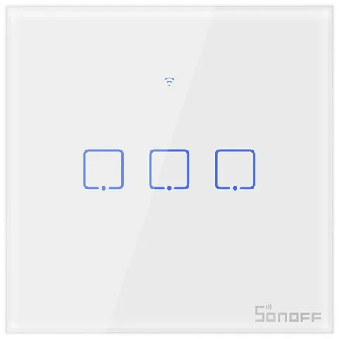Intrerupator Smart cu Touch Wifi + RF 433 Sonoff T1 EU TX, (3 canale)