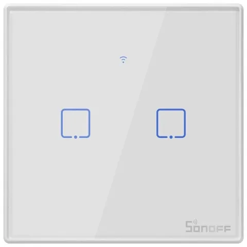 Intrerupator Smart cu Touch WiFi + RF 433 Sonoff T2 EU TX, (2 canale) 6920075727517