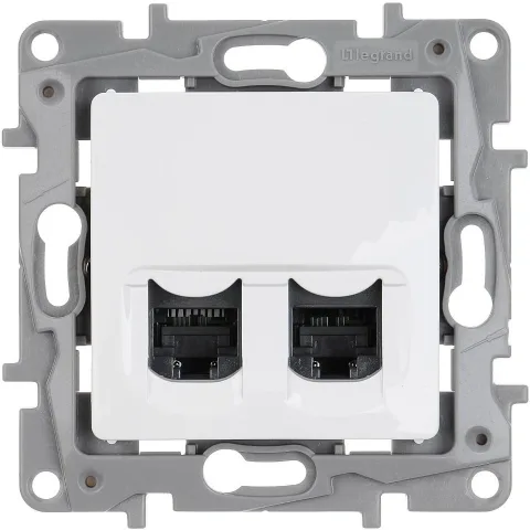 Priza dubla date Utp Cat.6 Rj45 Alb Legrand Niloe 764574
