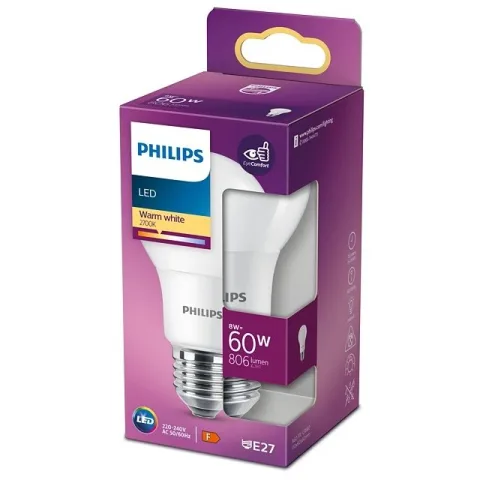 Bec Led 8W E27 A60 806lm lumina calda Philips 8718699769642