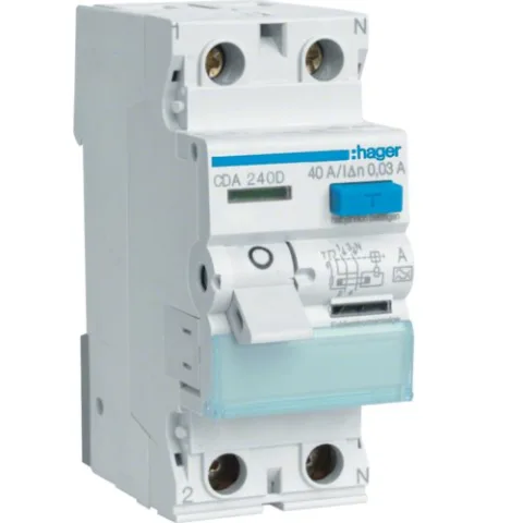 Intrerupator automat diferential RCCB 2P 40A/30mA, 6kA, tip A Hager CDA240D
