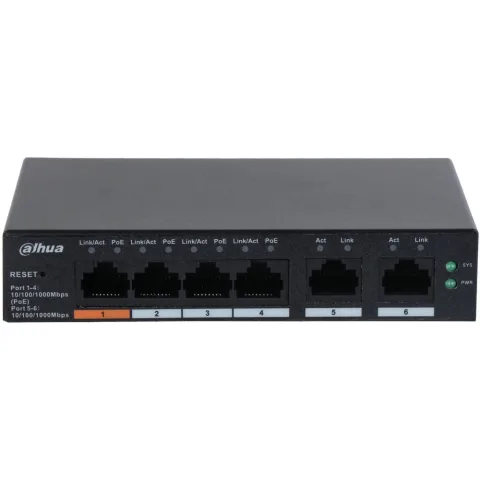 Switch 4 porturi gigabit cloud management Dahua CS4006-4GT-60, 2 porturi uplink, PoE Watchdog, Long Distance PoE