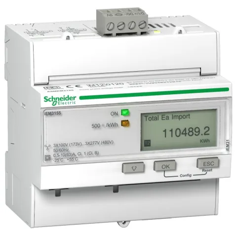Contor energie 63 A, Modbus 1 Digital I - 1 Digital O, multi-tarif Schneider A9MEM3155
