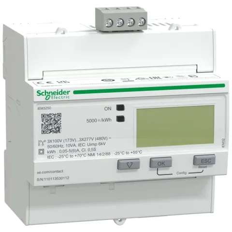 Contor energie JT conectare indirecta, 5A / class 0,5S, pack.mas.basic, RS485 Modbus A9MEM3250