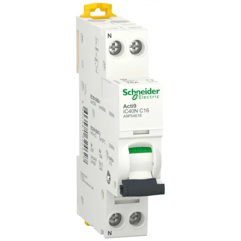 Siguranta automata Acti9, iC40N 1P+N 16A 6kA/10kA, curba C Schneider A9P54616