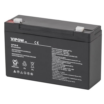 Acumulator gel plumb Vipow 6 V / 12 Ah BAT0201