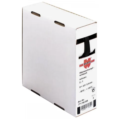 Cutie 10 ml tub termocontractibil 4.8/2.4mm, negru, Wurth GI77175040