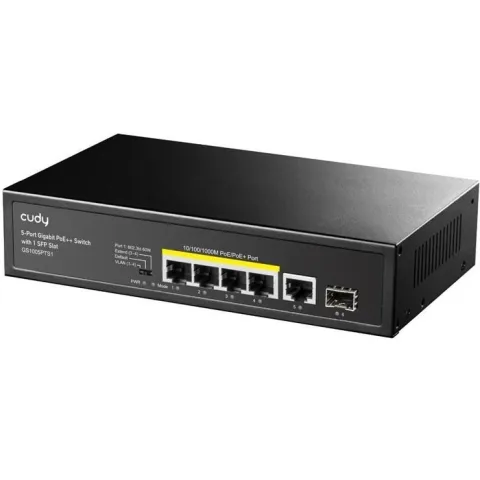 Switch Cudy GS1005PTS1, 5 porturi, PoE Gigabit, 1 port Uplink SFP / 6971690791704