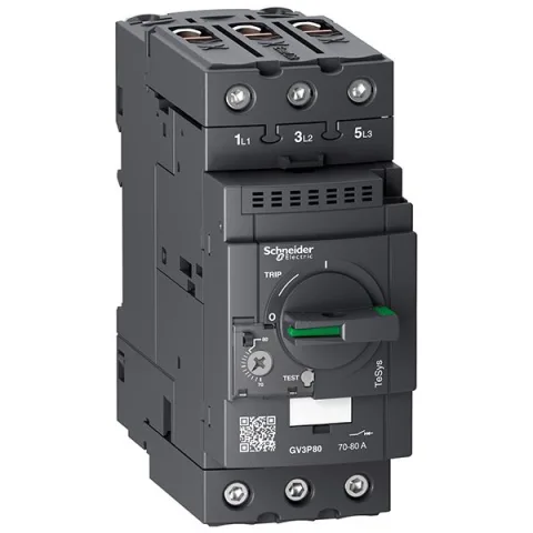 Intrerupator motor TeSys Deca, 3P, 70-80 A, termomagnetic, terminale EverLink Schneider GV3P80