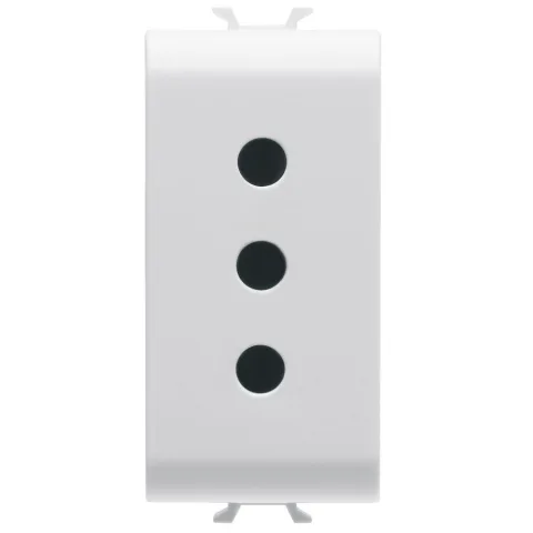 Priza italiana 1 modul Gewiss Chorus GW10201, 2P+E 10A - tip iesire P11, alb