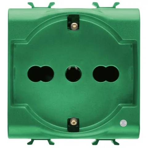 Priza 2M 16A standard italian/german pentru linii dedicate Gewiss Chorus GW10224, verde