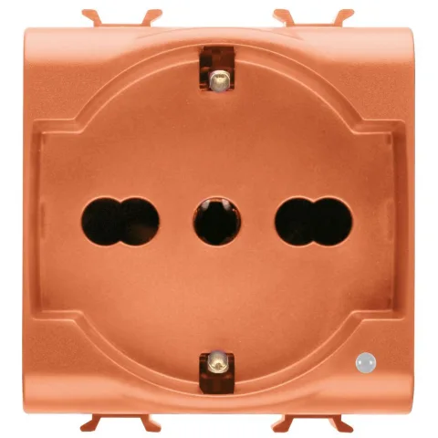 Priza 2M 16A standard italian/german pentru linii dedicate Gewiss Chorus GW10234, portacaliu