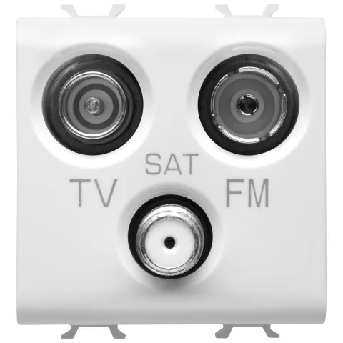 Priza TV+FM+SAT 2 module Gewiss Chorus GW10382, alb