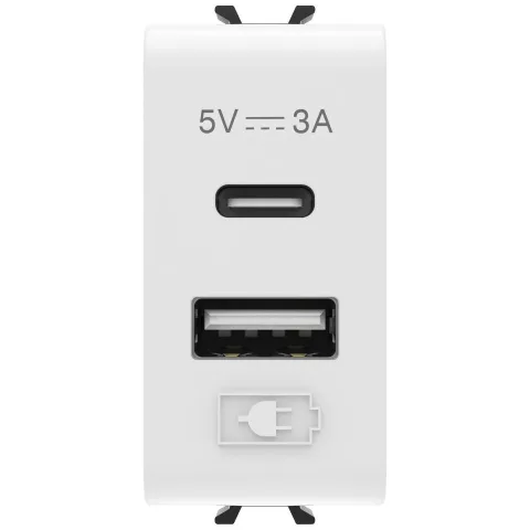 Sursa de alimentare usb tip A+C 3A 1 modul Gewiss Chorus GW10449, alb