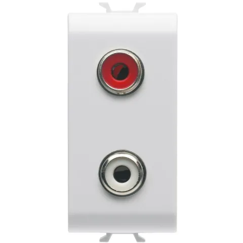 Priza audio dubla RCA 1M Gewiss Chorus GW10453, alb