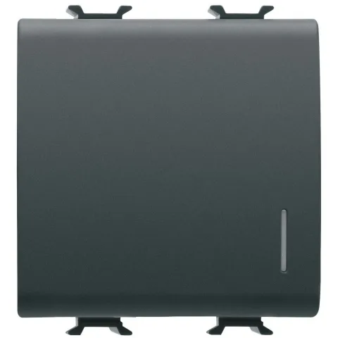Intrerupator simplu cu Led ( neinclus ) 2 module 16A borne cu surub Gewiss Chorus GW12032, negru satin