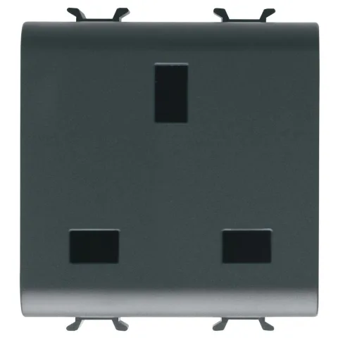 Priza 2M standard britanic Gewiss Chorus GW12296, negru satin