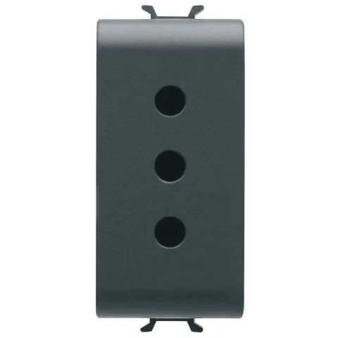 Priza italiana 1 modul Gewiss Chorus GW12201, 2P+E 10A - tip iesire P11, negru satin