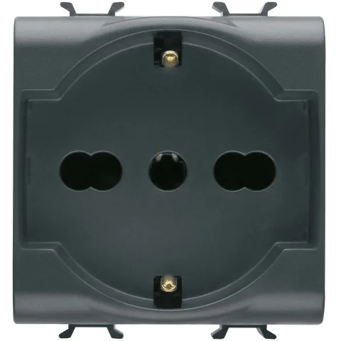 Priza 2M standard italian/german 16A Gewiss Chorus GW12204, negru satin