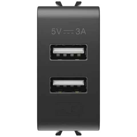 Sursa de alimentare usb tip A+A 3A 1 modul Gewiss Chorus GW12447, negru satin