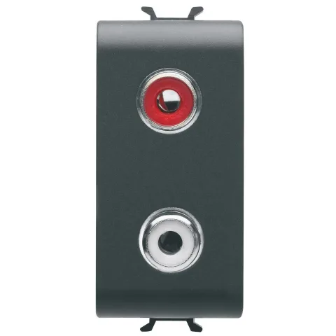 Priza audio/video RCA 1 modul Gewiss Chorus GW12453, negru satin