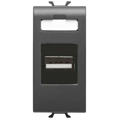 Priza USB 1 modul Gewiss Chorus GW12459, negru satin
