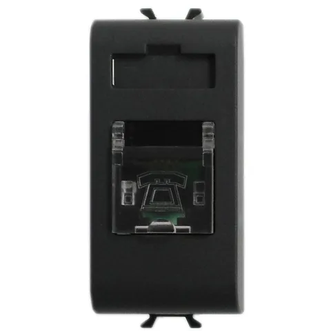 Priza telefon RJ11 1 modul Gewiss Chorus GW12401, negru satin