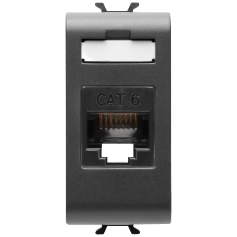 Priza de date UTP RJ45 CAT.6 1 modul Gewiss Chorus GW12423, negru satin