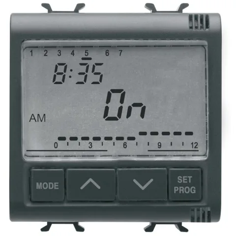 Programator electronic 1 canal 230V Gewiss Chorus GW12581, negru satin