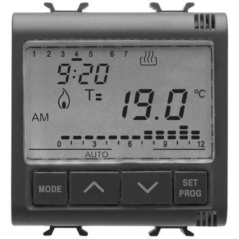 Cronotermostat 2M 230V Gewiss Chorus GW12703, negru satin