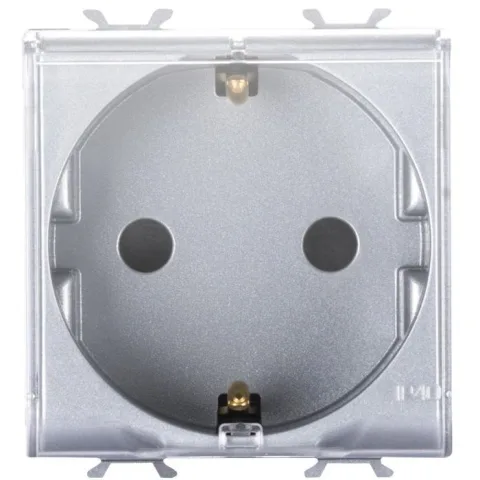 Priza 2 module cu capac transparent 16A Gewiss Chorus GW14242, titan