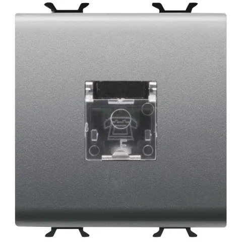 Priza telefon RJ11 2 module Gewiss Chorus GW14409, titan