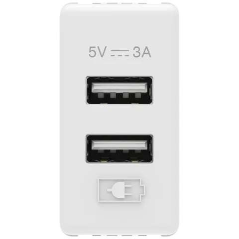 Incarcator USB tip A+A 3A 1 modul Gewiss System GW20362, alb